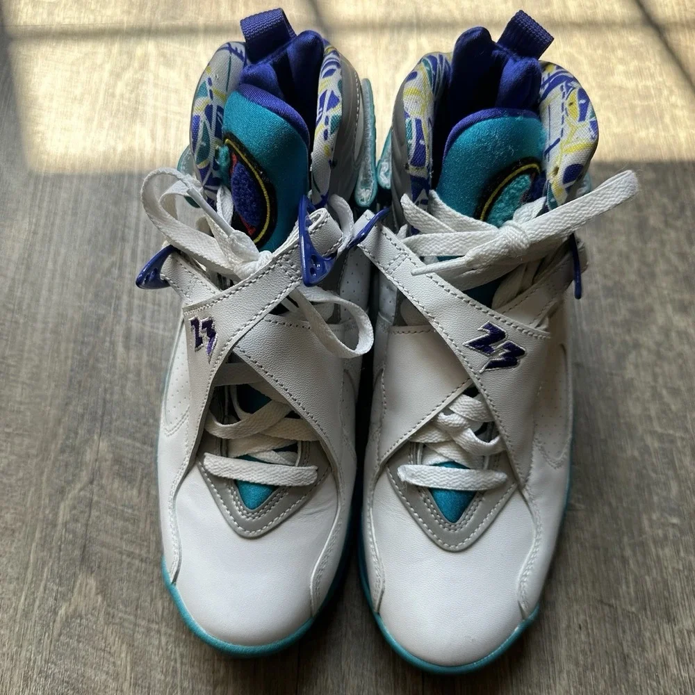 Jordan 8 Retro White Aqua 2019 Size 7.5 Women's Sneakers Men's 6 EXCELLENT COND+